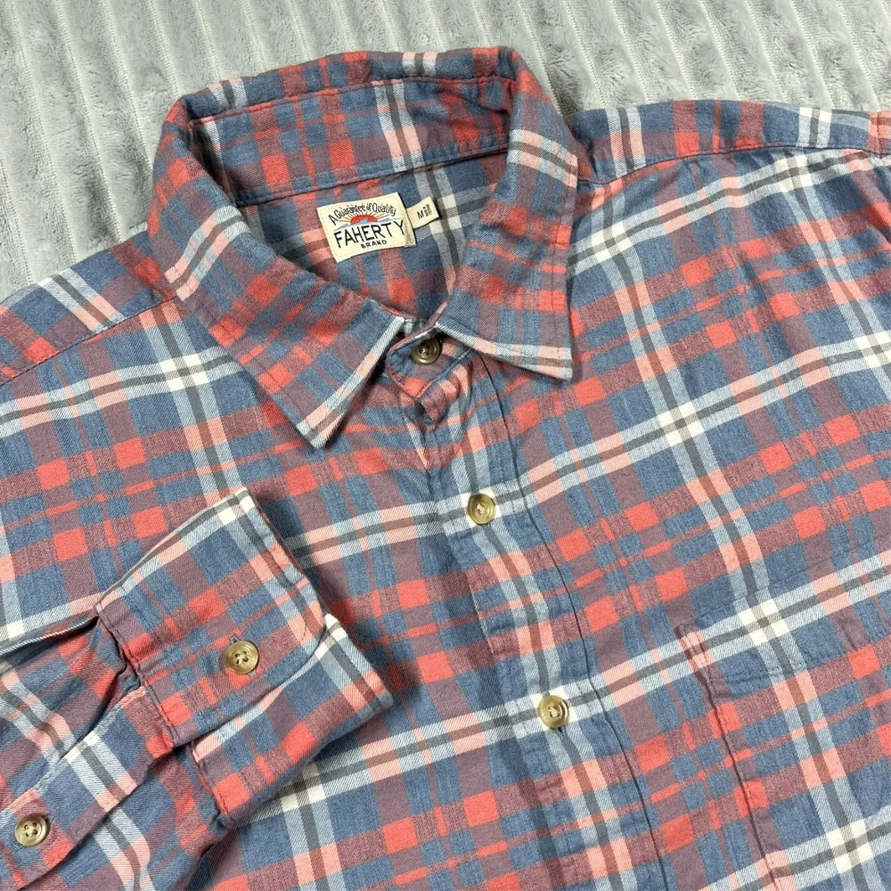 Faherty All Time Shirt Niagara River Plaid Men's M Relaxed Fit Preppy Comfort